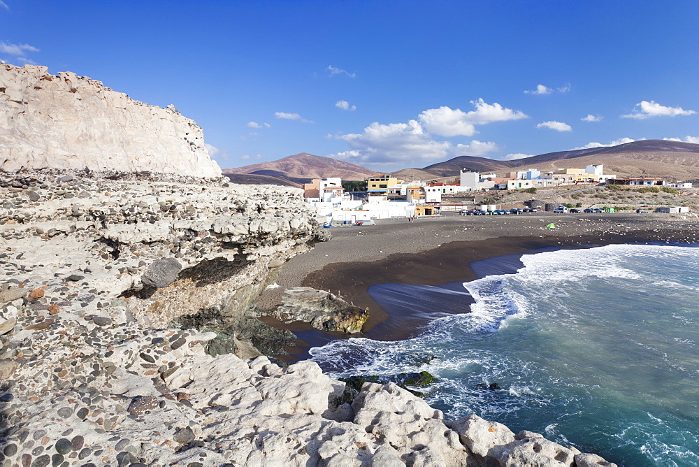 View from the limestone terrace to Ajuy, Fuerteventura, Canary Islands, Spain, Atlantic, Europe 