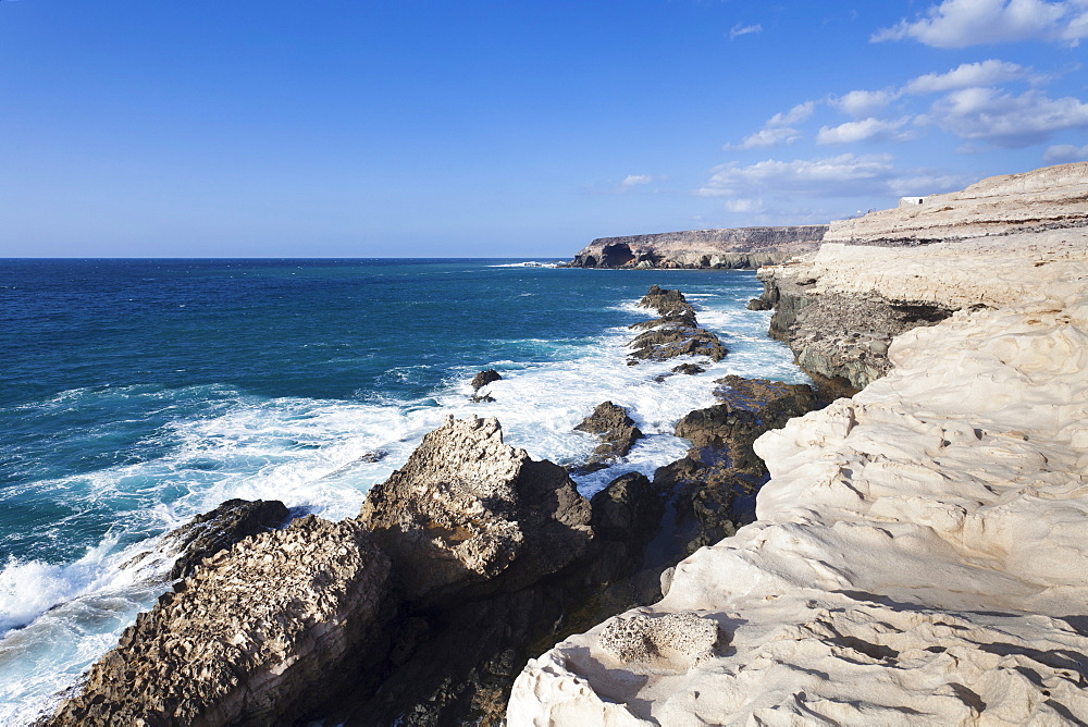 Limestone terraces at the cliffs to the Mirador, Ajuy, Fuerteventura, Canary Islands, Spain, Atlantic, Europe 