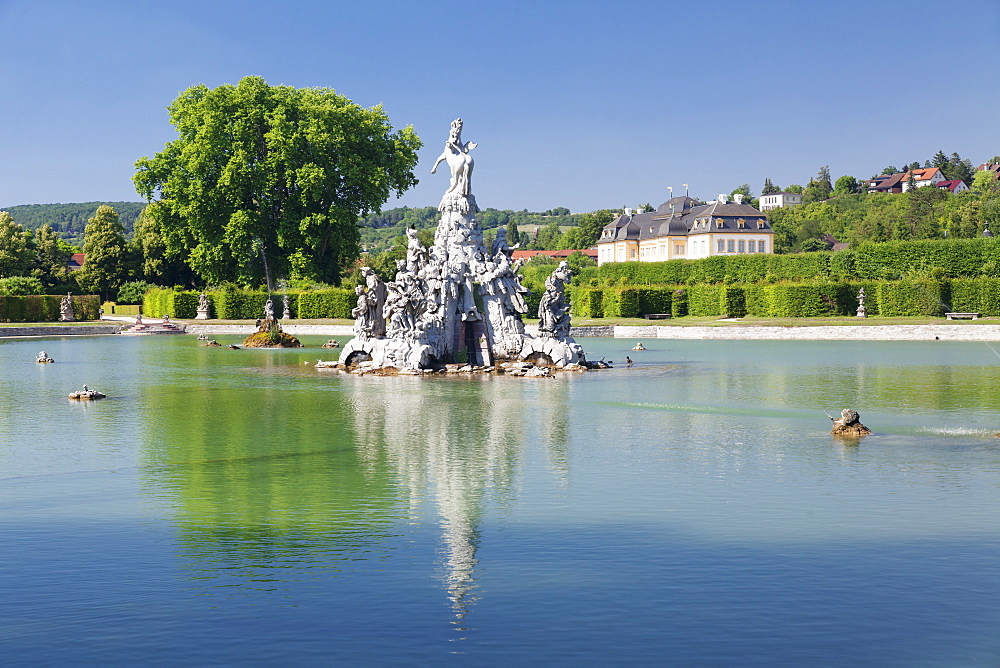 Laeuterungssee Sea, Schloss Veitshoechheim Castle, Roccoco garden, Veitshoechheim, Mainfranken, Lower Franconia, Bavaria, Germany, Europe