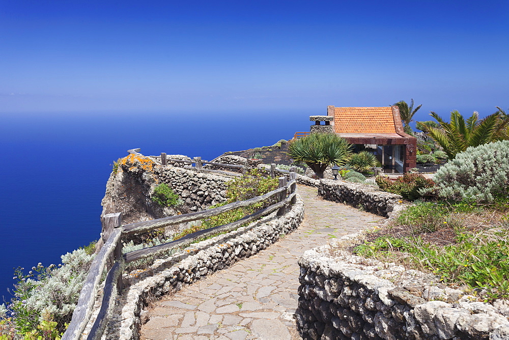 Restaurant at Mirador de la Pena, architect Cesar Manrique, UNESCO biosphere reserve, El Hierro, Canary Islands, Spain, Atlantic, Europe