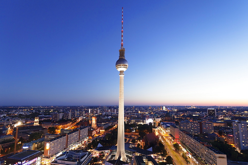 View from Hotel Park Inn over Alexanderplatz Square, Berliner Fernsehturm TV Tower, Berlin Mitte, Berlin, Germany, Europe