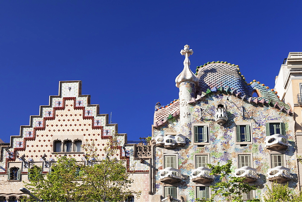 Casa Batllo, architect Antonio Gaudi, UNESCO World Heritage Site, Casa Amatller, Modernisme, Barcelona, Catalonia, Spain, Europe