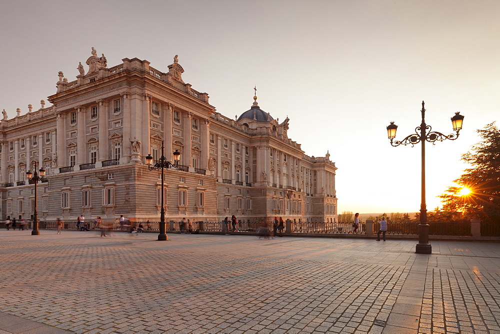 Royal Palace (Palacio Real) at sunset, Madrid, Spain, Europe