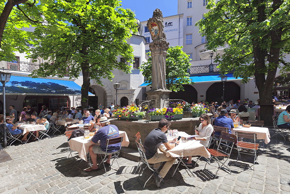 Beer Garden at Hofbraeuhaus, Munich, Bavaria, Germany, Europe