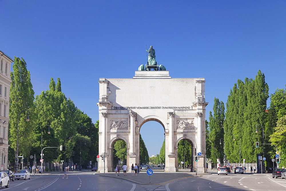 Siegestor Gate, Ludwigstrasse street, Munich, Bavaria, Germany, Europe