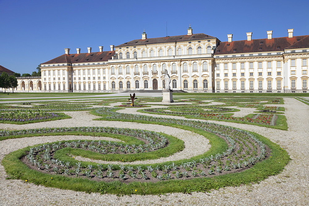 New Schleissheim Palace with Palace Gardens, Oberschleissheim, Munich, Bavaria, Germany, Europe