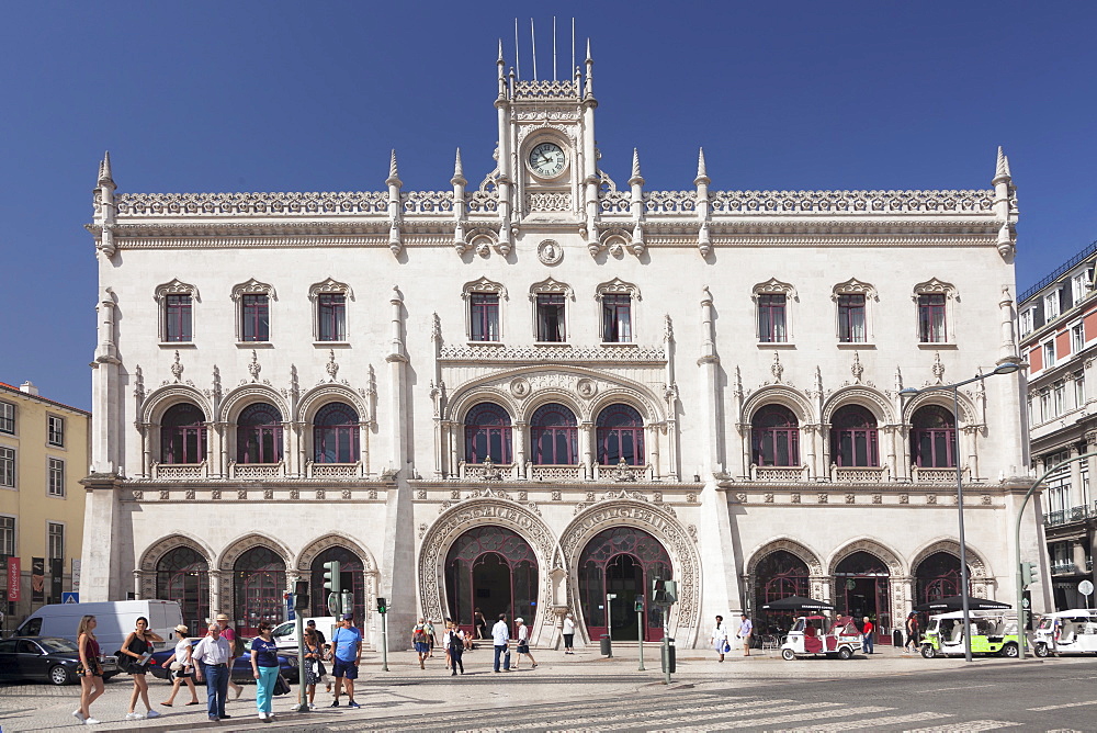 Estacio do Rossio, train station, Manueline Gothic style, Baixa, Lisbon, Portugal, Europe