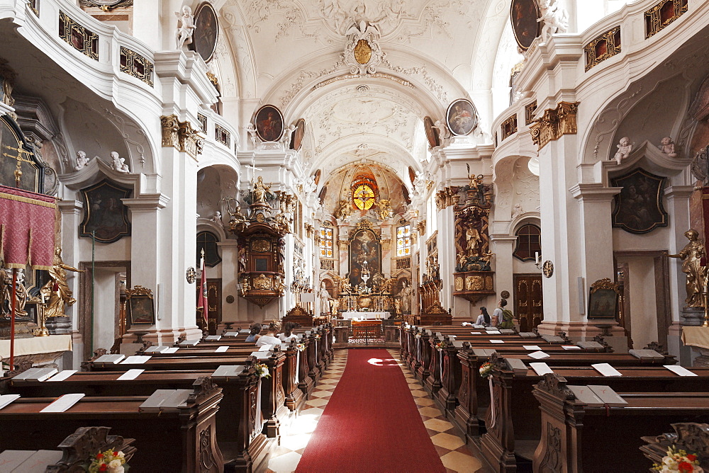 Collegiate church, Durnstein Abbey, Durnstein, Wachau, Lower Austria, Europe