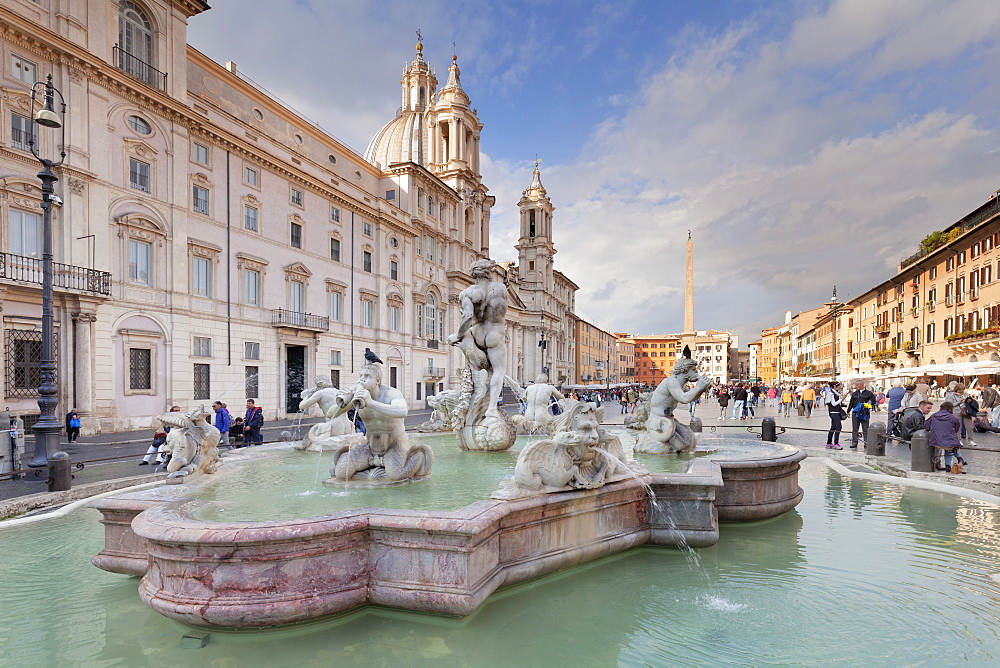 Fontana del Moro Fountain, Sant'Agnese in Agone Church, Piazza Navona, Rome, Lazio, Italy, Europe