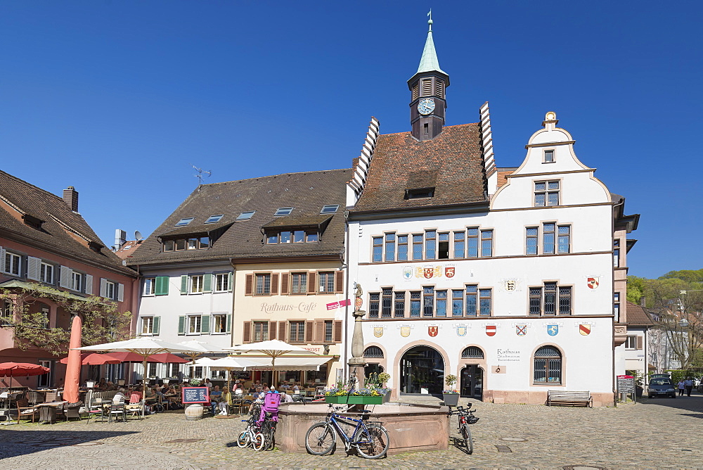 Town hall and marketplace, Staufen im Breisgau, Black Forest, Baden-Wurttemberg, Germany, Europe