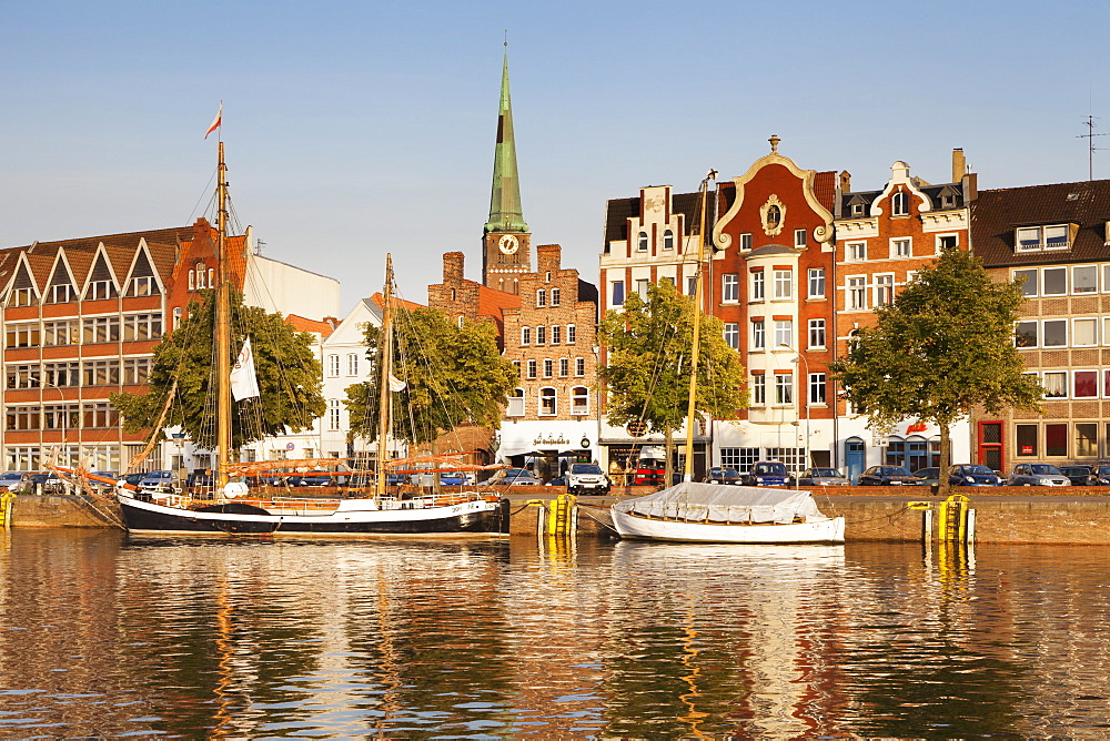 Holstenhafen at River Untertrave, Lubeck, Schleswig Holstein, Germany, Europe