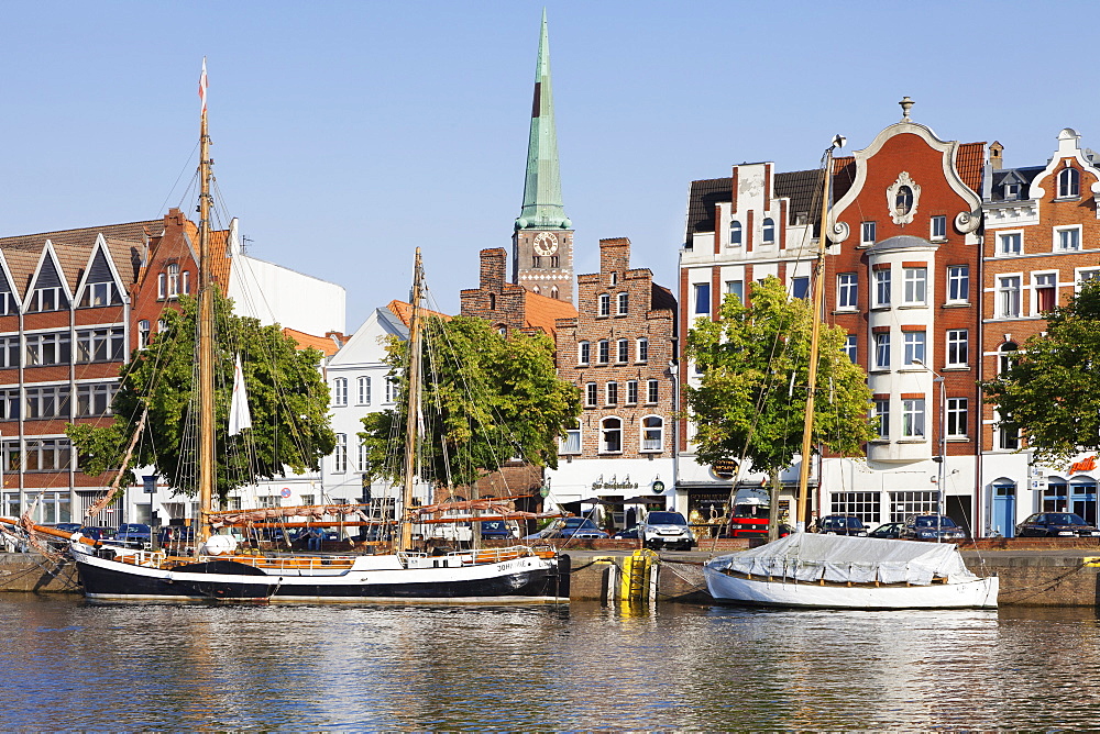 Holstenhafen at River Untertrave, Lubeck, Schleswig Holstein, Germany, Europe