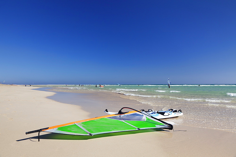 Surfboard at the beach of Risco del Paso, Fuerteventura, Canary Islands, Spain, Atlantic, Europe