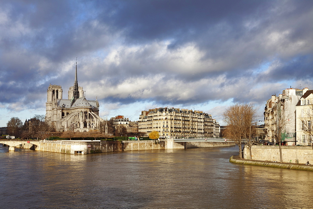 Notre Dame cathedral on the River Seine, Paris, Ile de France, France, Europe