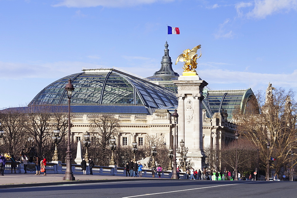 Pont Alexandre III bridge and Grand Palais, Paris, Ile de France, France, Europe