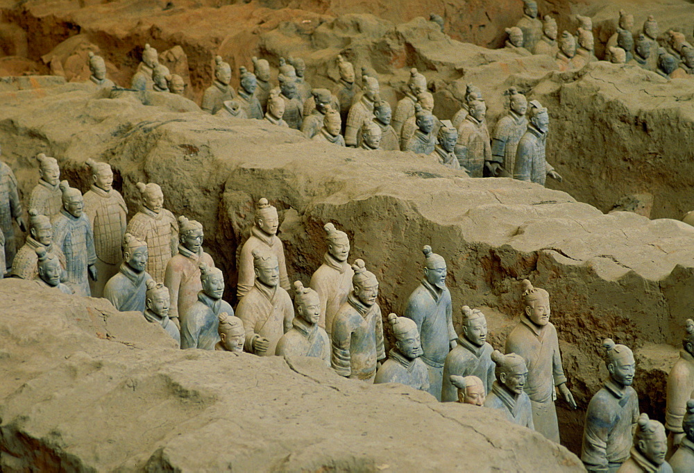 Figurines in the Museum of the Qin Terracotta Warriors, the mausoleum of Qin Shi Huang,emperor of China, Xian, Shaanxi Province, Northwest China discovered in 1974.