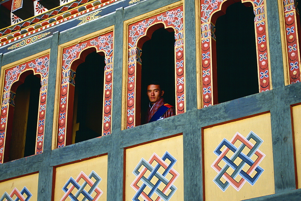 Man at Tashichho Dzong, the Government, Royal Palace and Religious Centre, Thimpu, Bhutan