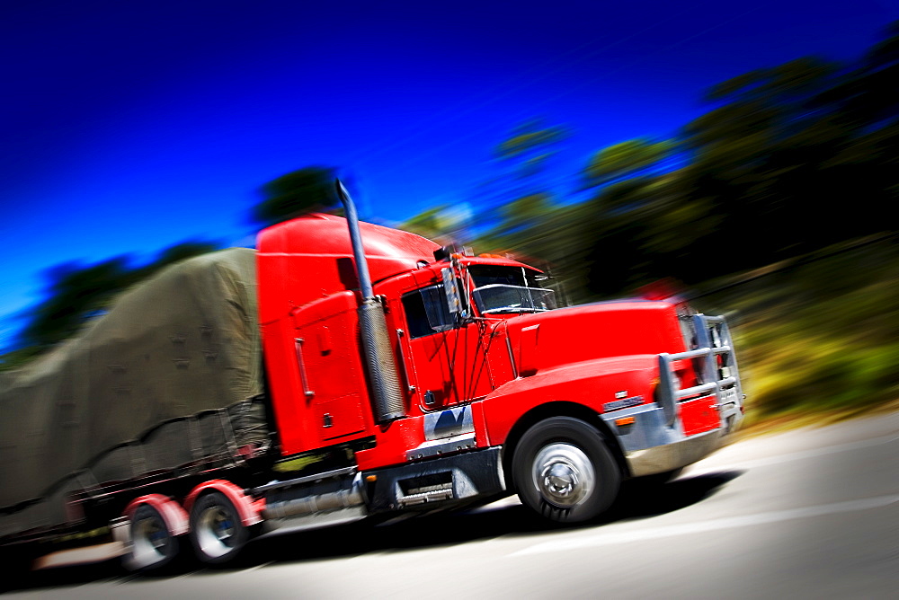 Truck on the Great Western Highway from Sydney to Adelaide, New South Wales, Australia