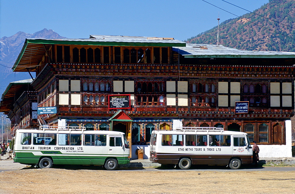 Tour buses, Paro, Bhutan