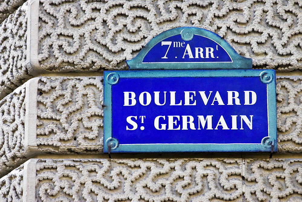 Boulevard St Germain street sign, Paris, France