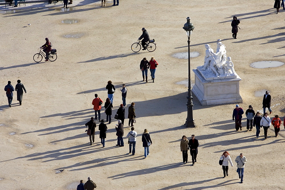 Visitors stroll through Jardin des Tuileries, Central Paris, France