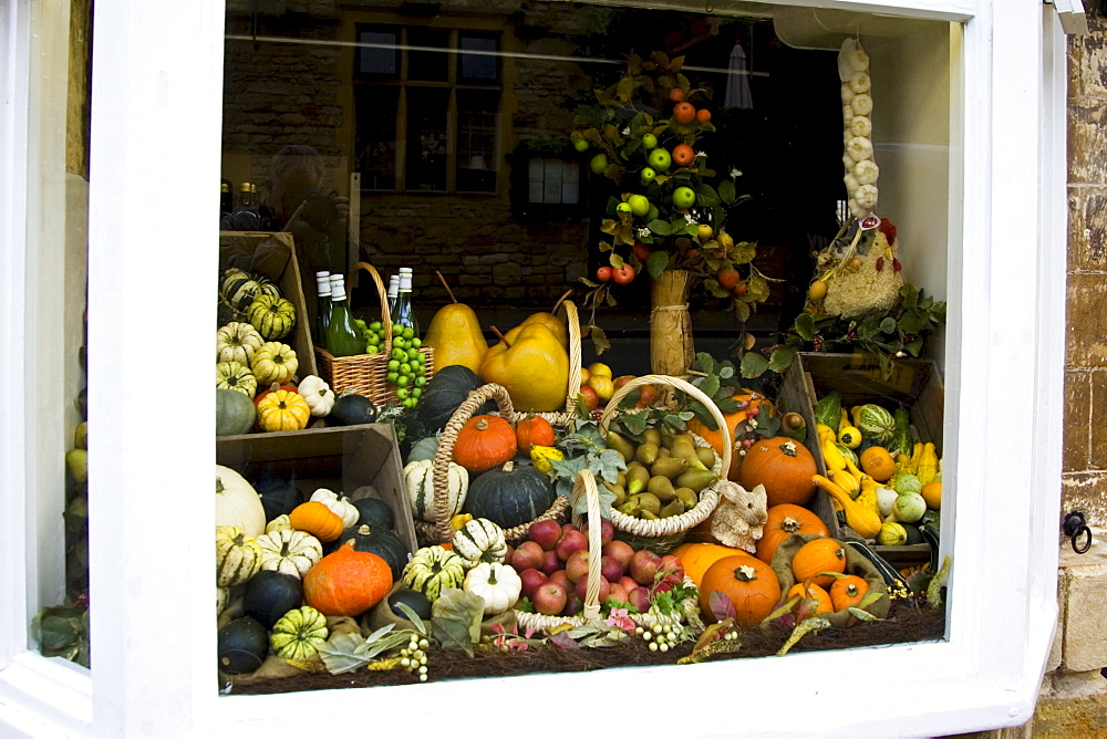 Greengrocery window display, Gloucestershire, United Kingdom