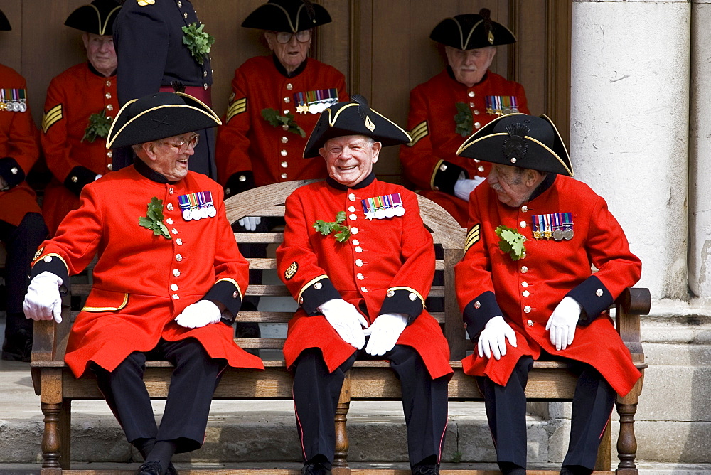 Chelsea Pensioners at Royal Hospital Chelsea for Founder's Day Parade, London, UK