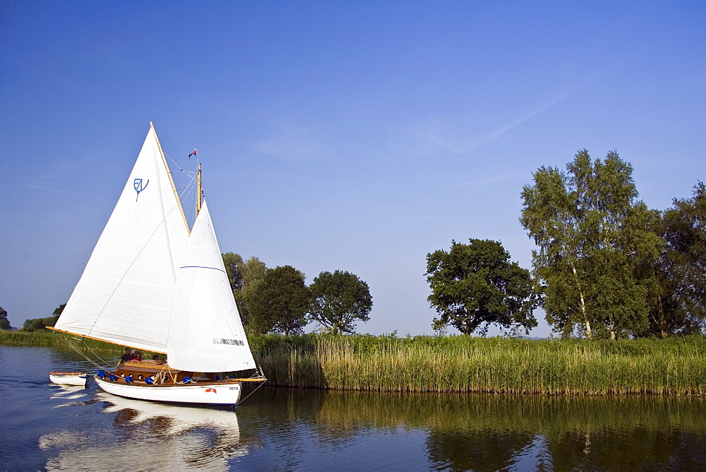 Sailing boat on the Norfolk Broads, United Kingdom