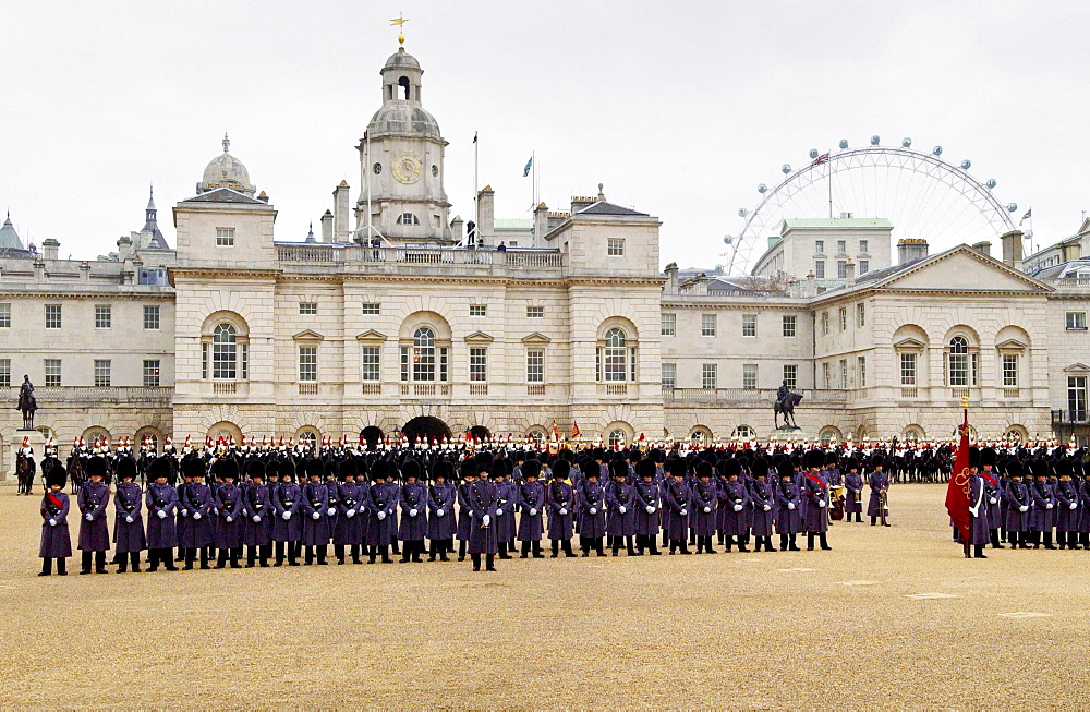 Guard of Honour parade of guardsmen soldiers on Horse Guards Parade in London, England