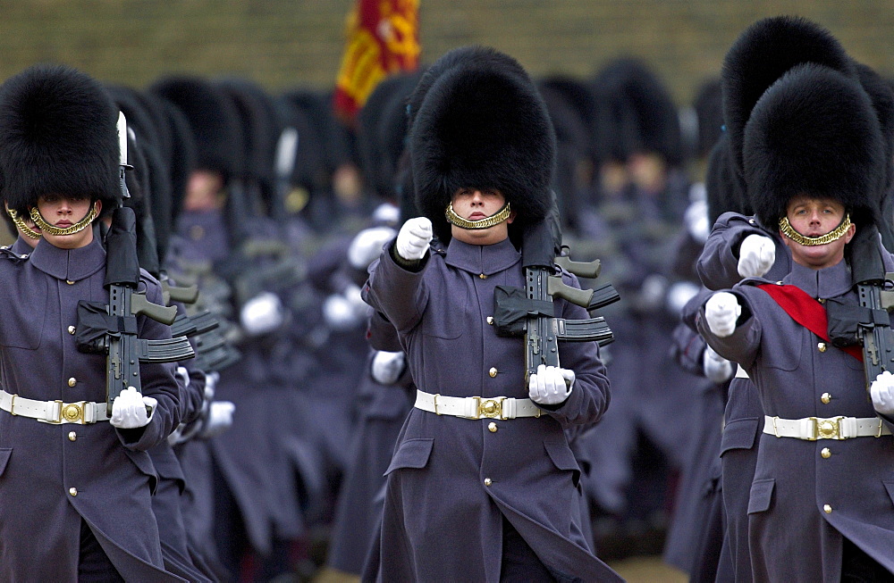 Foot Guards guardsmen parading in London