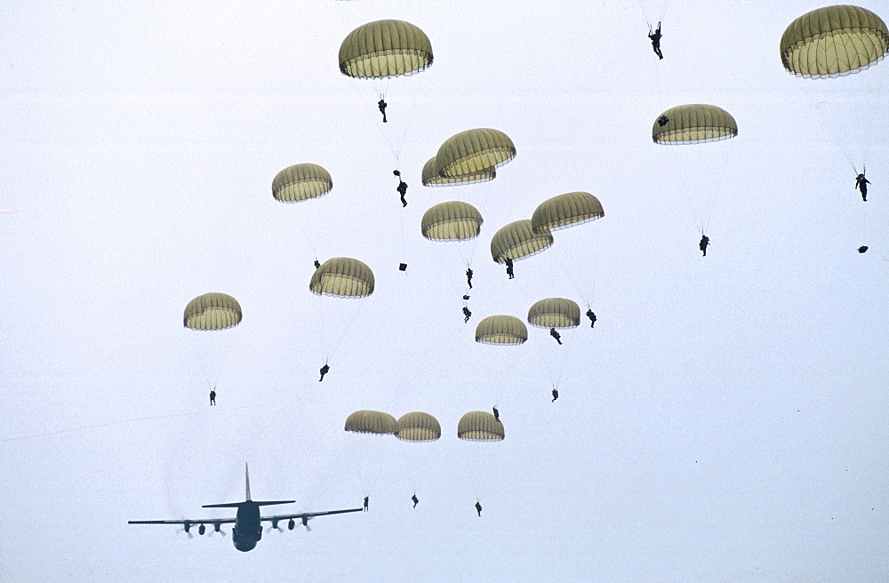 British Parachutists on 50th anniversary of Battle of Arnhem, Ginkel Heide, Netherlands.