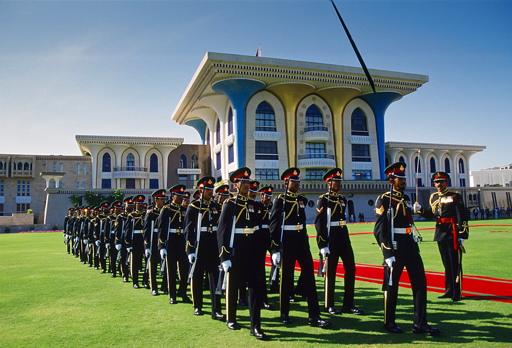 Soldiers marching in Oman in the Gulf States