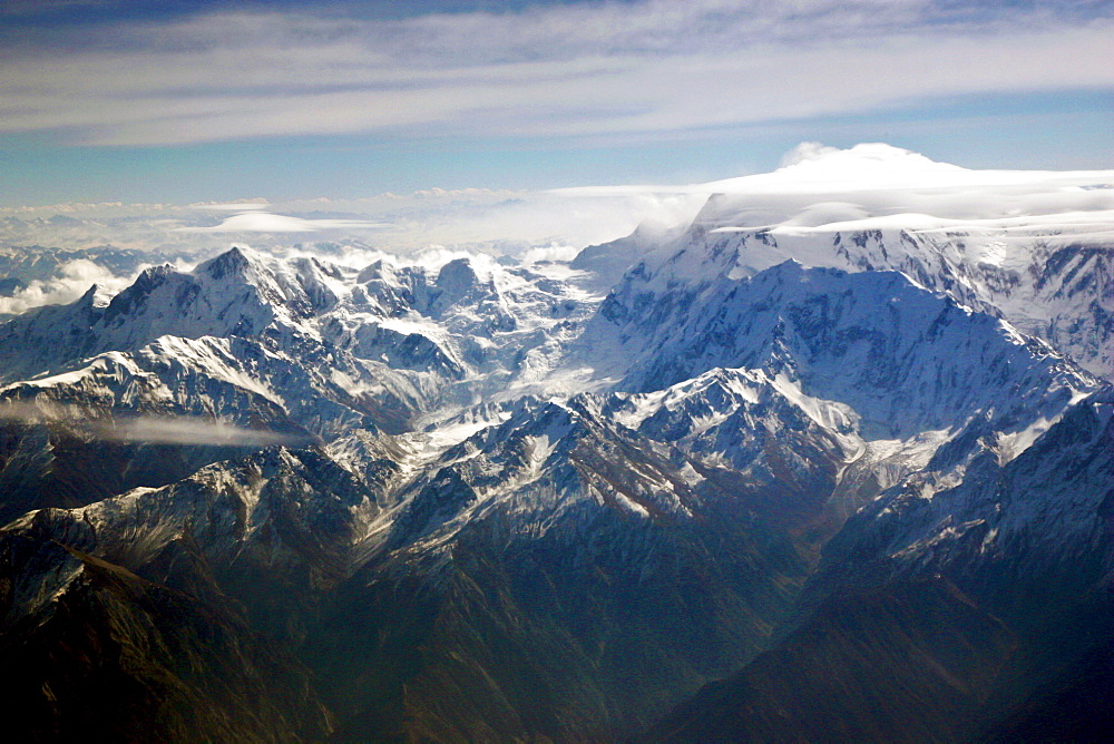 Snow-covered peaks of Karokoram Mountains, Skardu Valley, North Pakistan