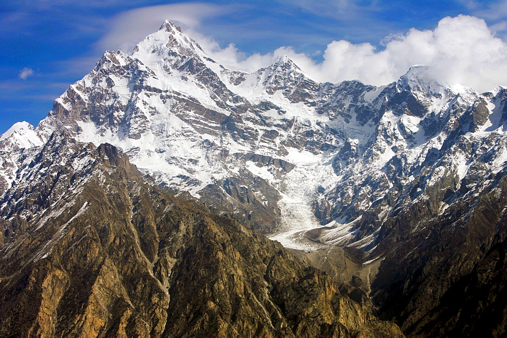 Snow-covered peaks of Karokoram Mountains, Skardu Valley, North Pakistan