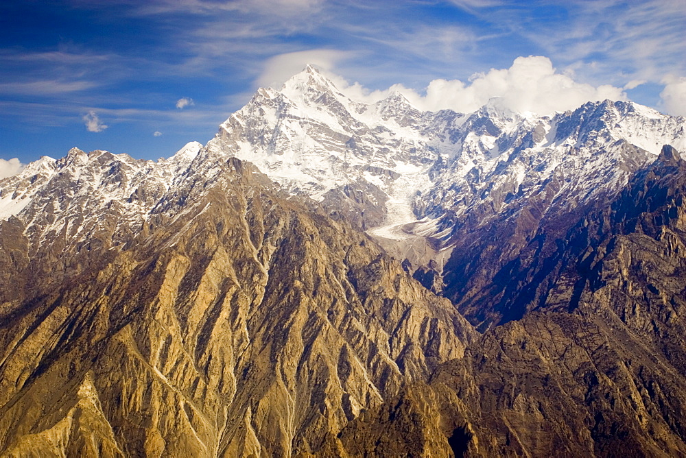 Snow-covered peaks of Karokoram Mountains, Skardu Valley, North Pakistan