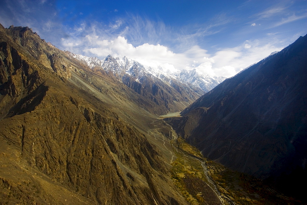 Snow-covered peaks and valleys of Karokoram Mountains, Skardu Valley, North Pakistan