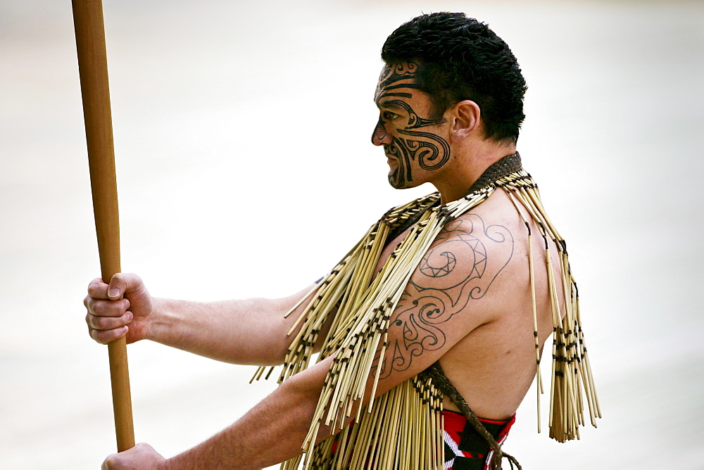 Traditional Haka performed by  Maori warrior