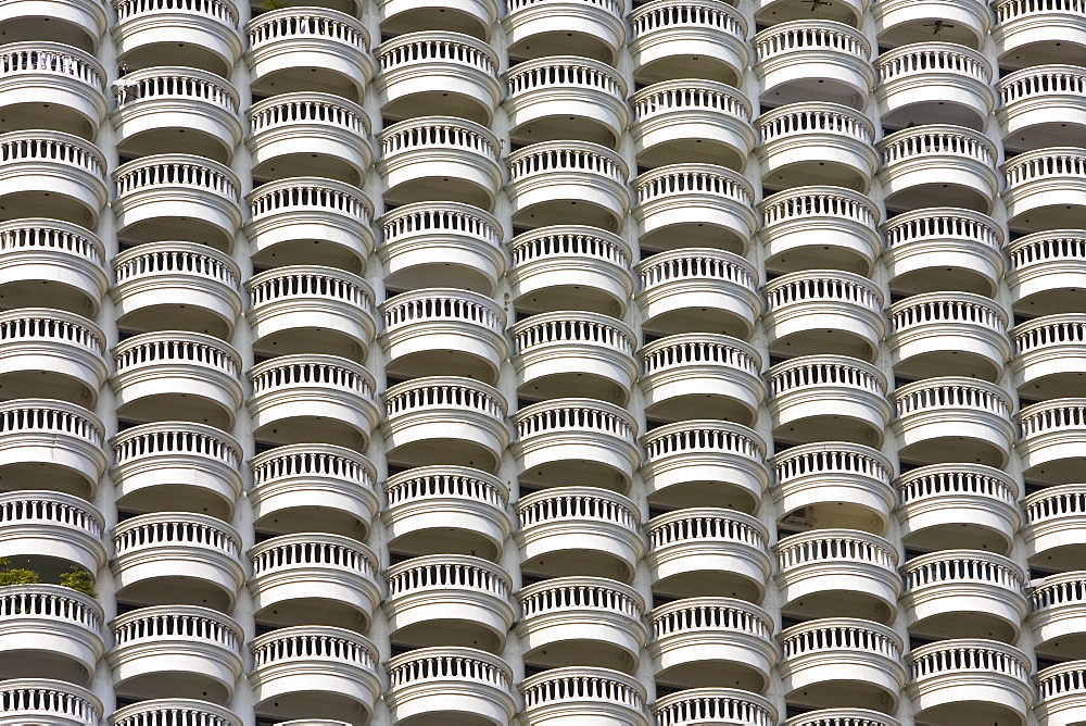 Balconies of a Bangkok apartment block, Thailand