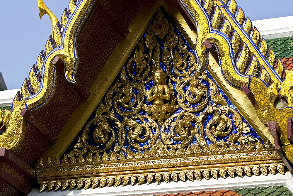 Decorative frieze pediment on the Grand Palace, Bangkok, Thailand