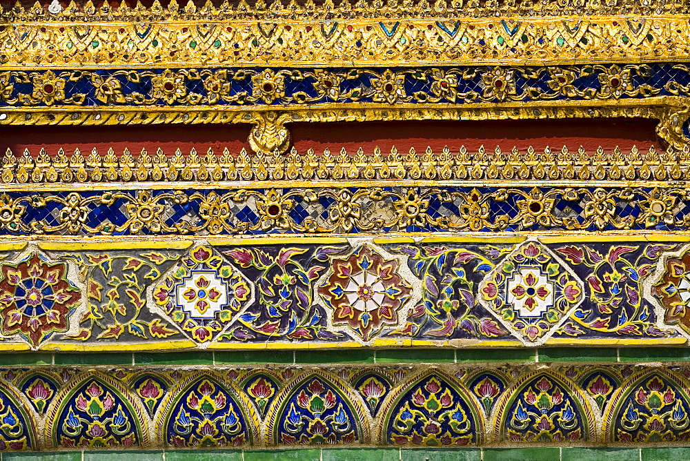 Decorative tiles within The Grand Palace and Temple Complex, Bangkok, Thailand