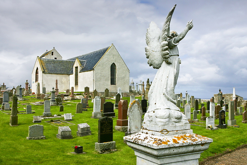 Cainsbay church and graveyard in Caithness, Scotland, United Kingdom