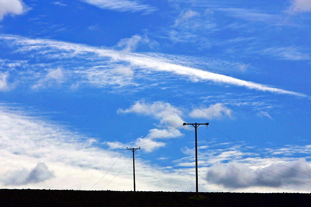 Sirius clouds and power cable poles, Nottinghamshire, United Kingdom