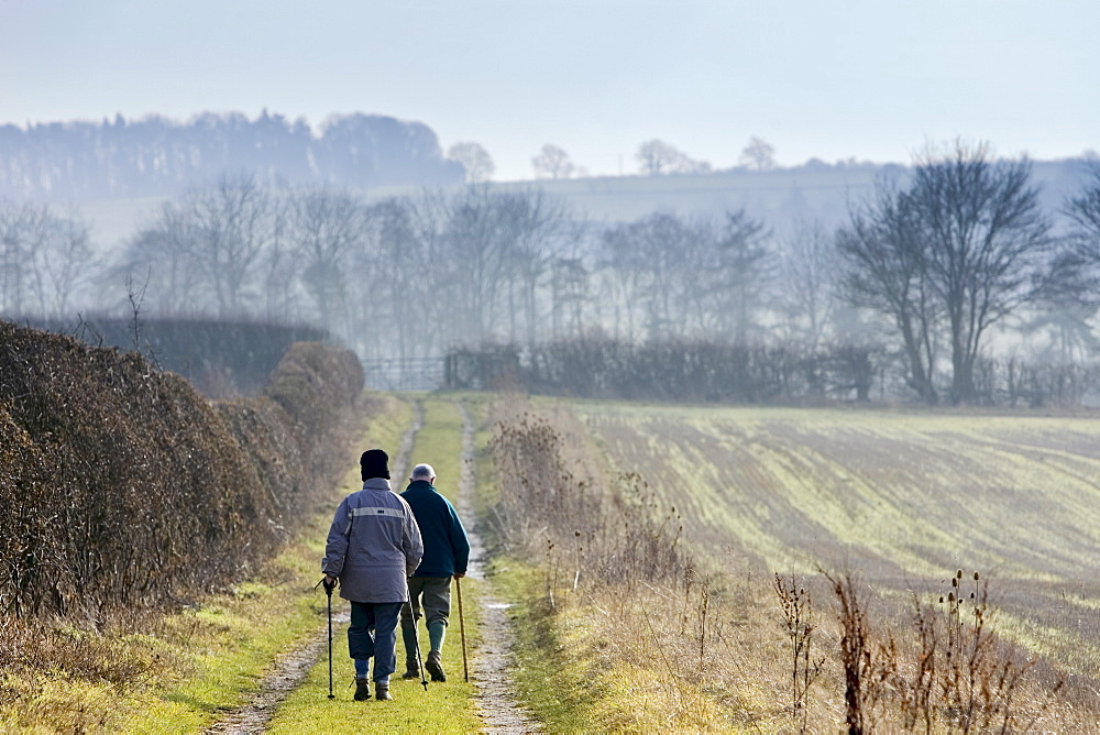 Ramblers in the Cotswolds, Gloucestershire, United Kingdom.