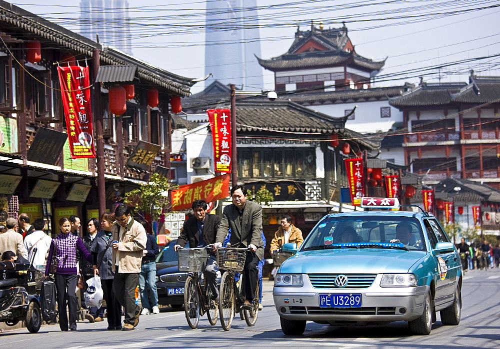 Busy street scene in Old Shanghai, China