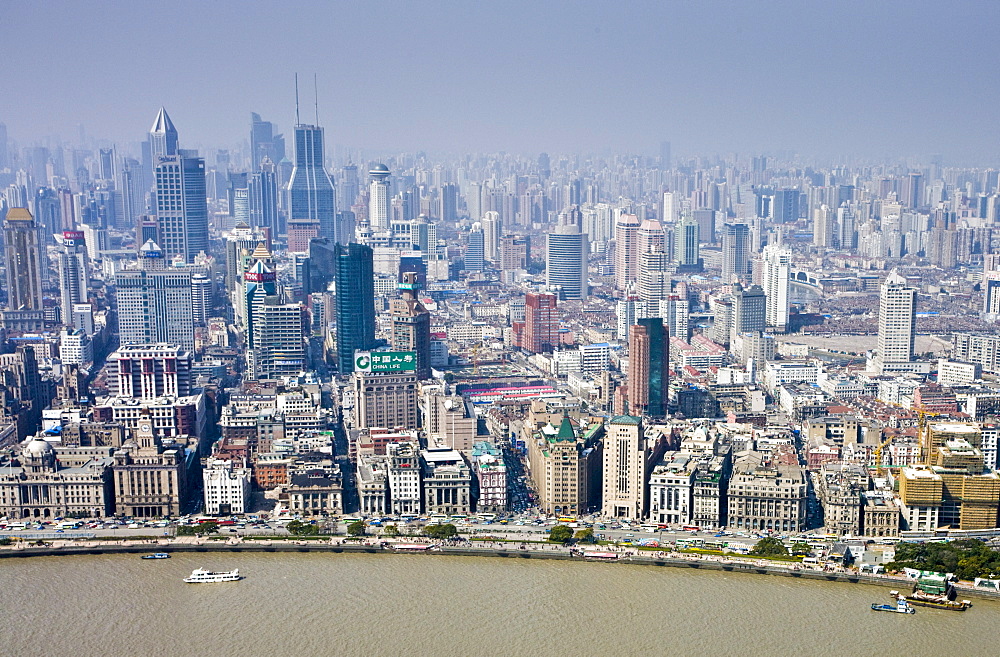 Shanghai skyline including the Bund embankment, China