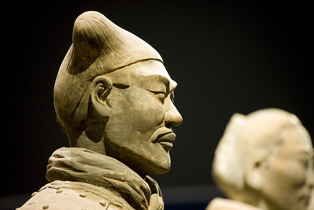 Terracotta warrior on display in the Shaanxi History Museum, Xian, China