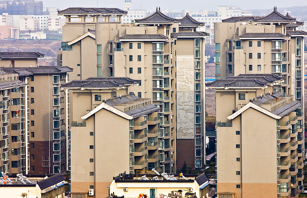 View of apartment blocks in Xian seen from the Dayan Pagoda, China