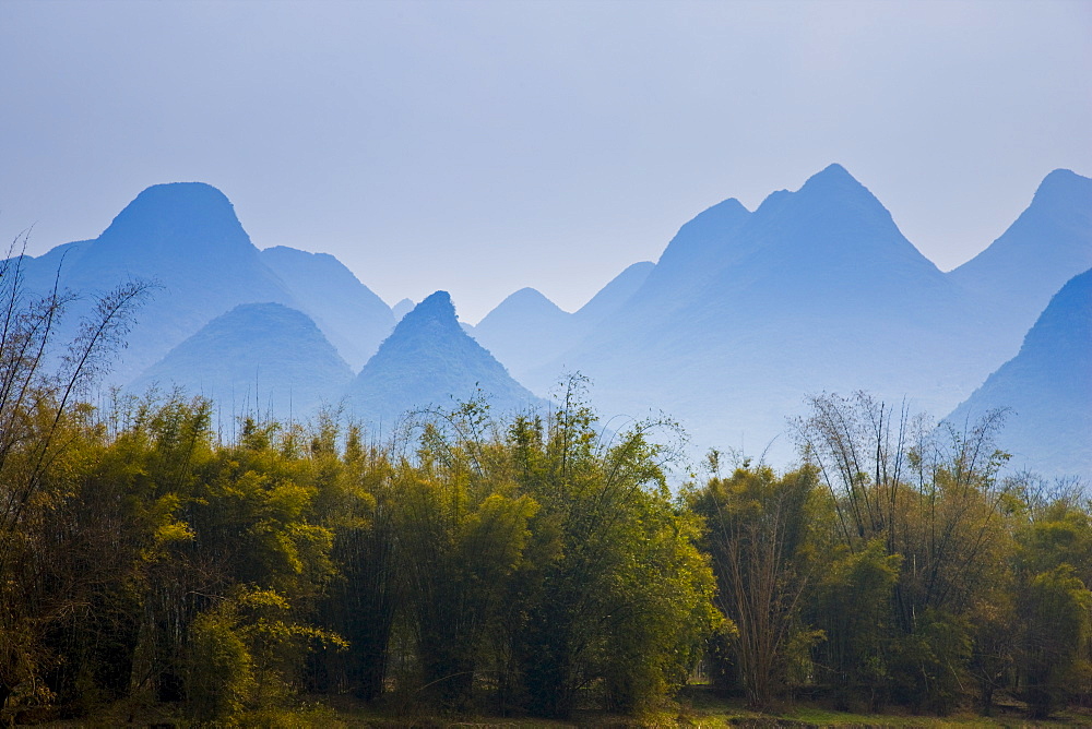 Karsh formation mountains in the distance Guilin, China