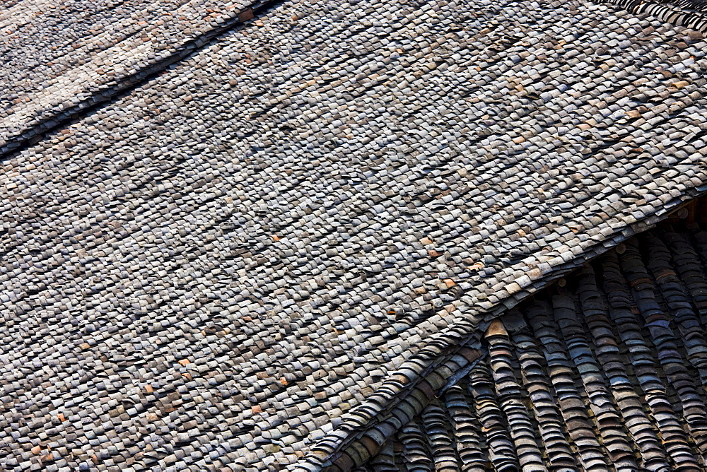 Rooftop in Ping An, Longsheng traditional mountain village, near Guilin, China