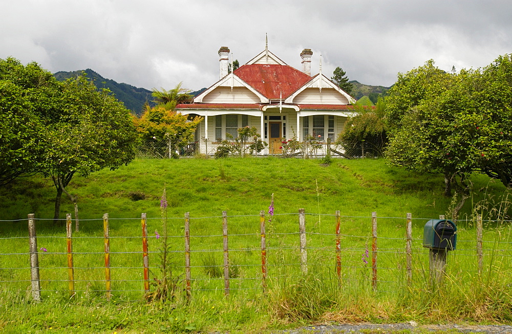 Traditional homestead with mailbox, North Island, New Zealand